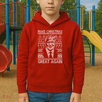 Make Christmas Great Again Funny Trump Ugly Kids Hoodie thumb 2
