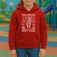 Make Christmas Great Again Funny Trump Ugly Kids Hoodie thumb 3