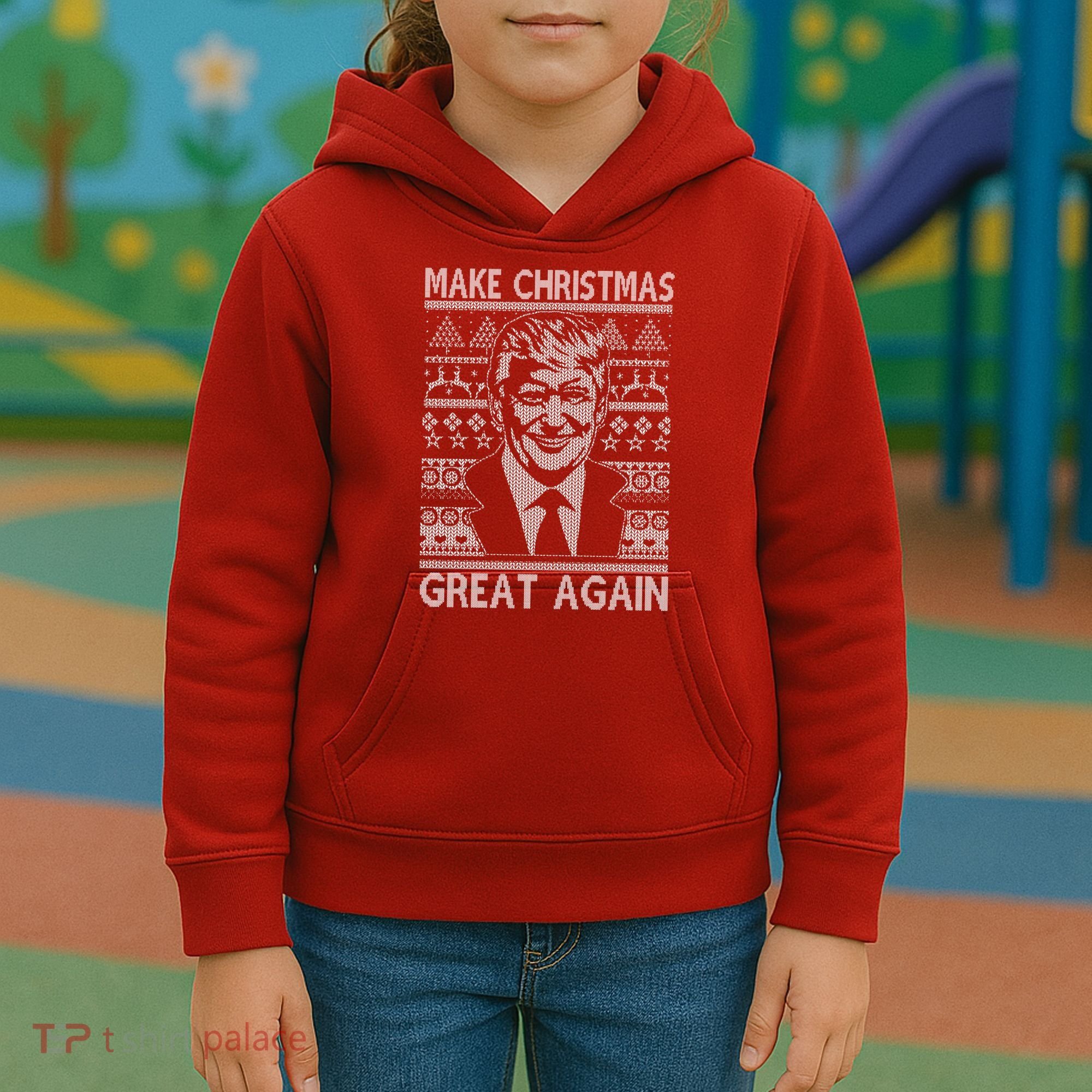 Make Christmas Great Again Funny Trump Ugly Kids Hoodie