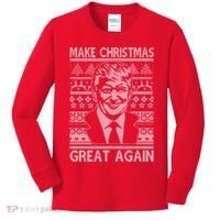 Make Christmas Great Again Funny Trump Ugly Kids Long Sleeve Shirt thumb 0