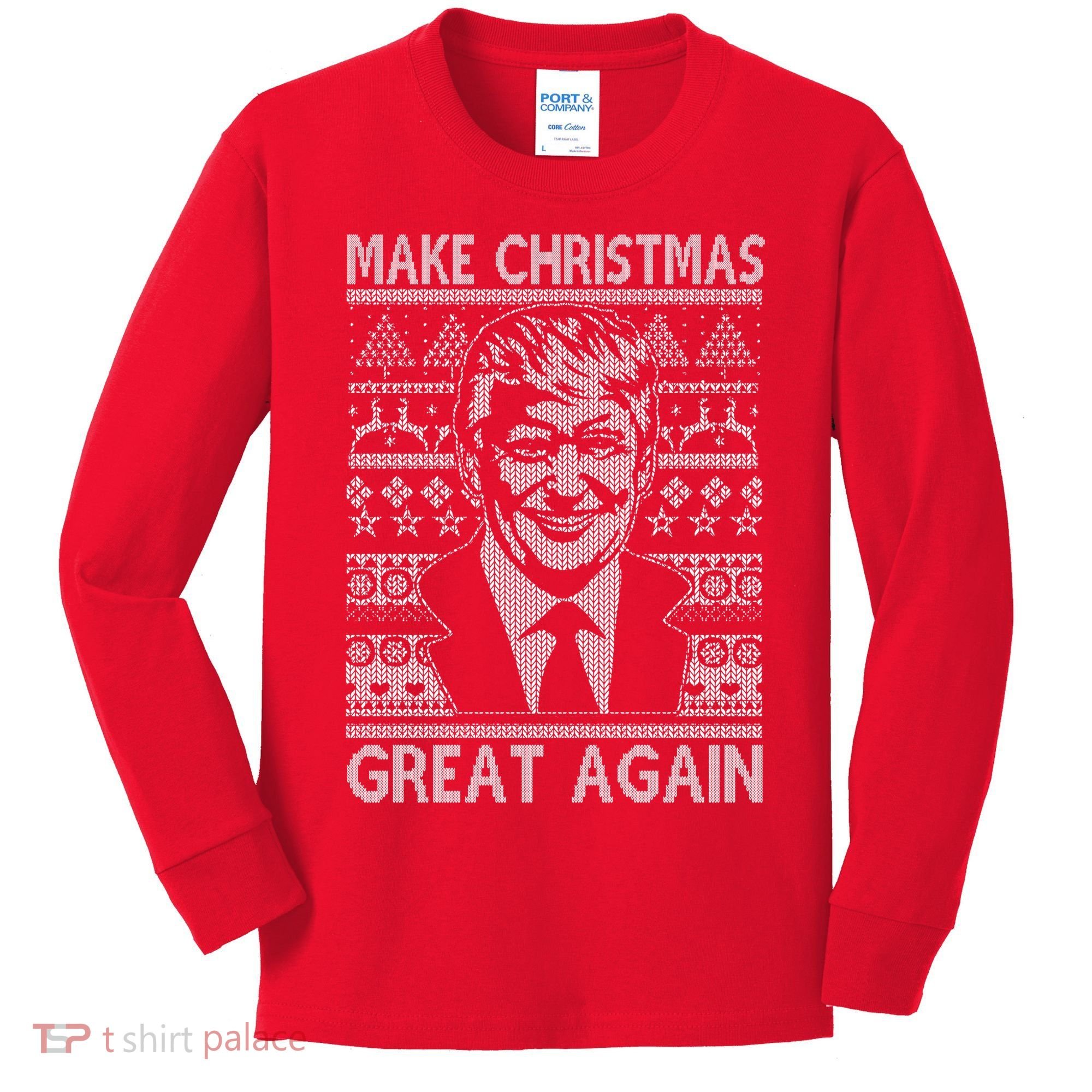 Make Christmas Great Again Funny Trump Ugly Kids Long Sleeve Shirt