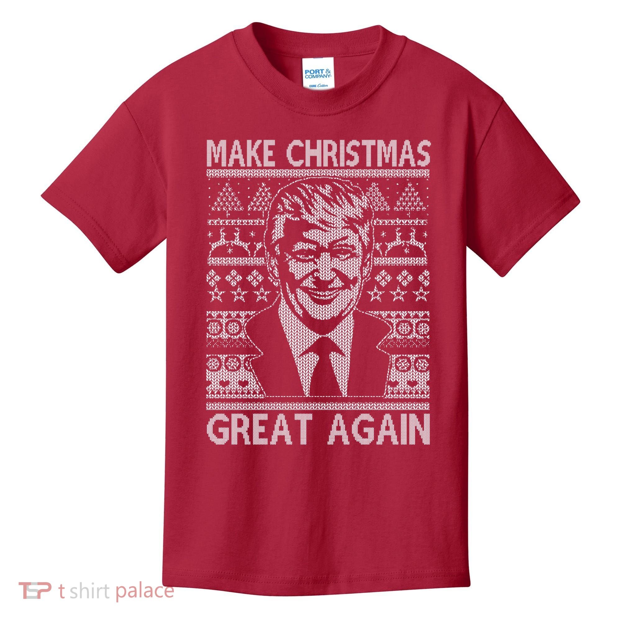 Make Christmas Great Again Funny Trump Ugly Kids T-Shirt