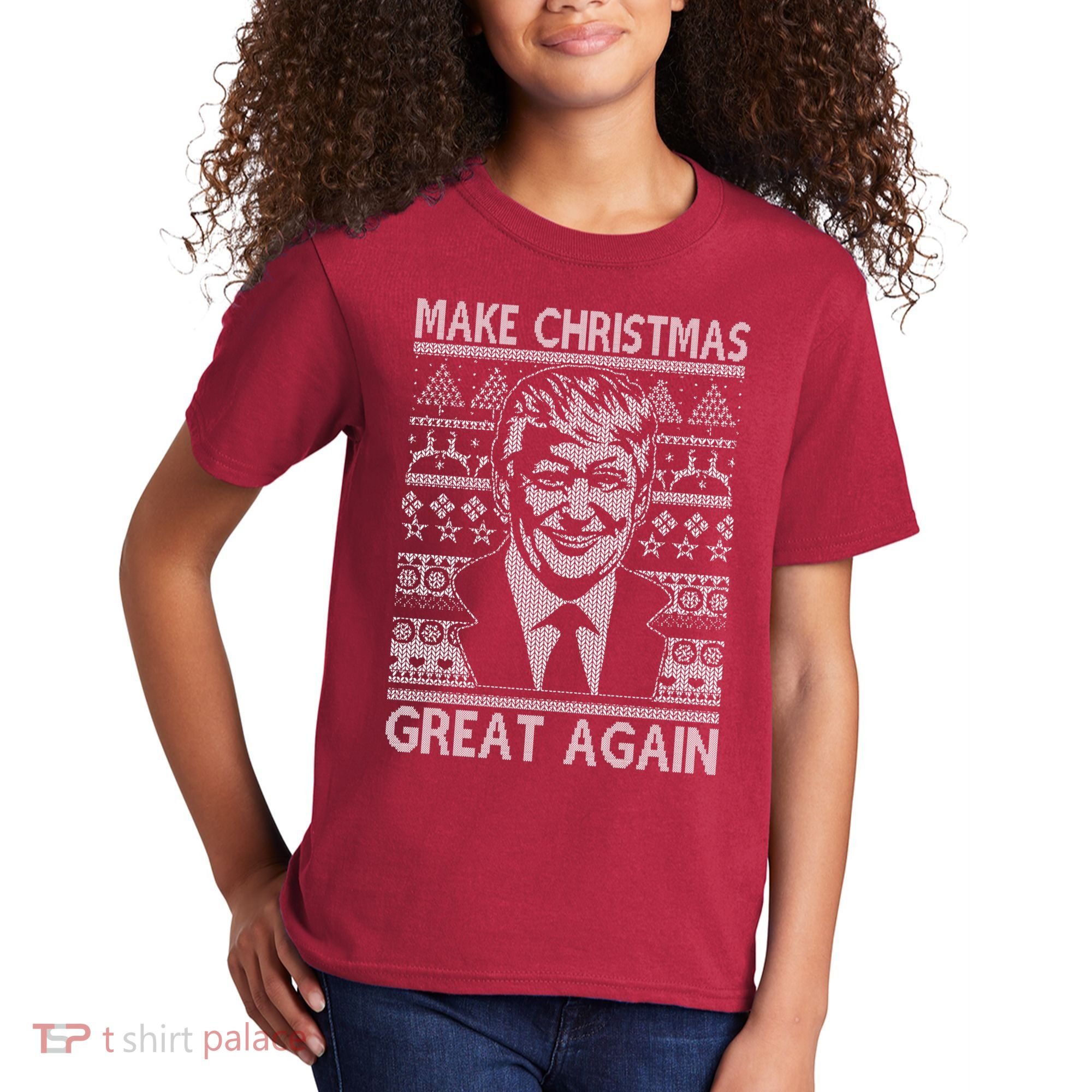 Make Christmas Great Again Funny Trump Ugly Kids T-Shirt