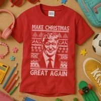 Make Christmas Great Again Funny Trump Ugly Kids T-Shirt thumb 3