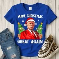 Make Christmas Great Again Funny Santa Trump 2024 Xmas Meaningful Gift Women's T-Shirt thumb 3