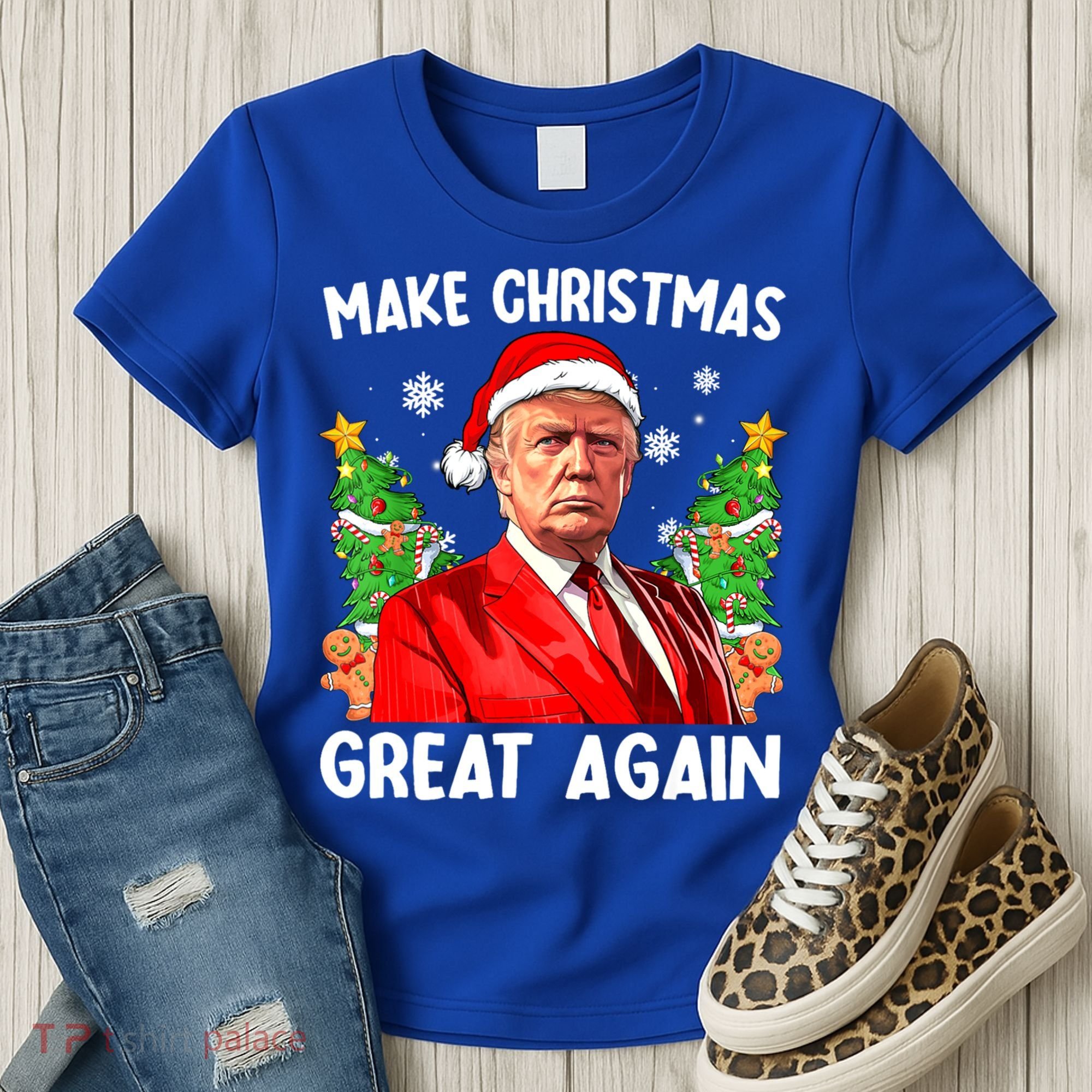 Make Christmas Great Again Funny Santa Trump 2024 Xmas Meaningful Gift Women's T-Shirt