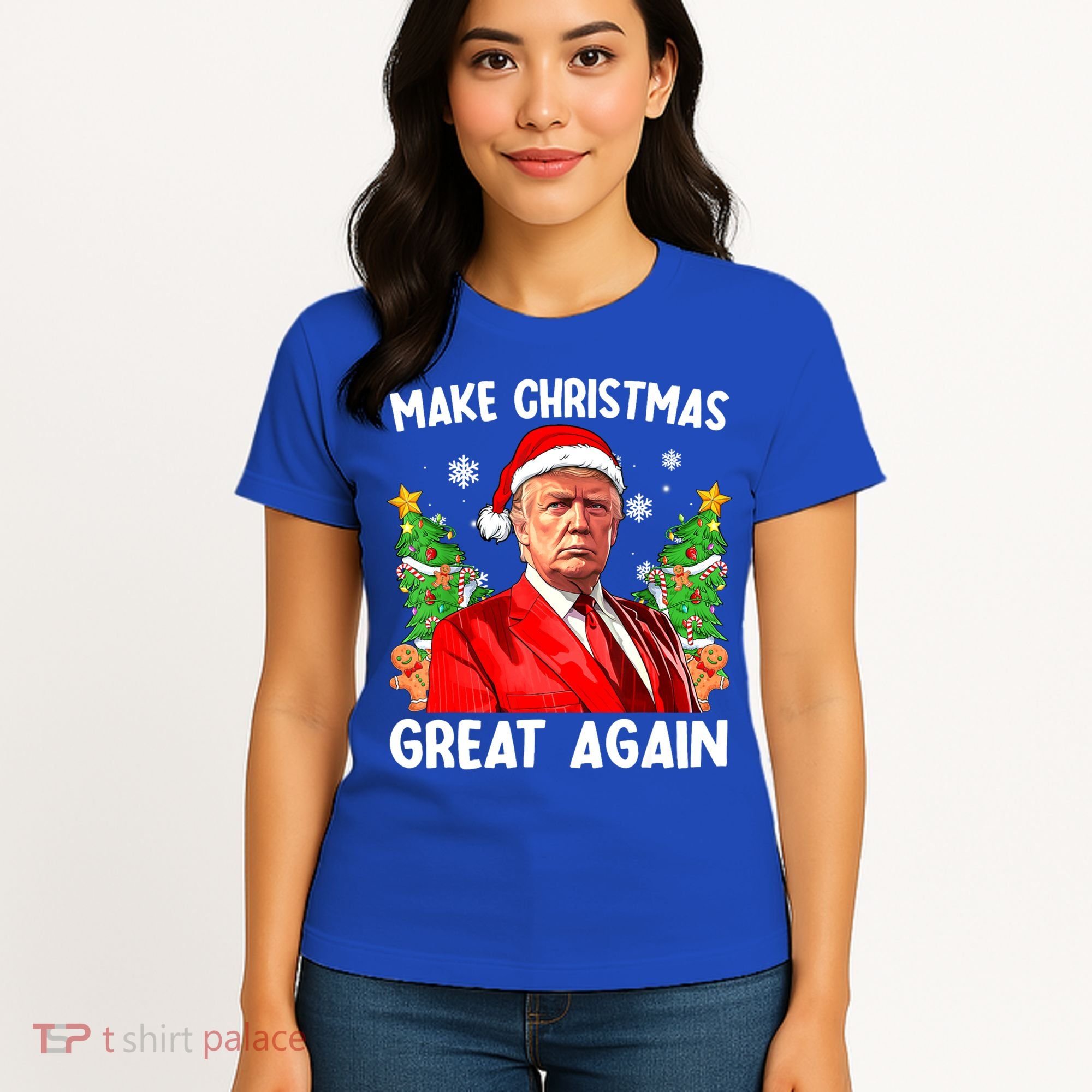 Make Christmas Great Again Funny Santa Trump 2024 Xmas Meaningful Gift Women's T-Shirt