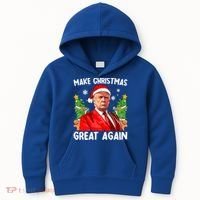Make Christmas Great Again Funny Santa Trump 2024 Xmas Meaningful Gift Kids Hoodie thumb 0