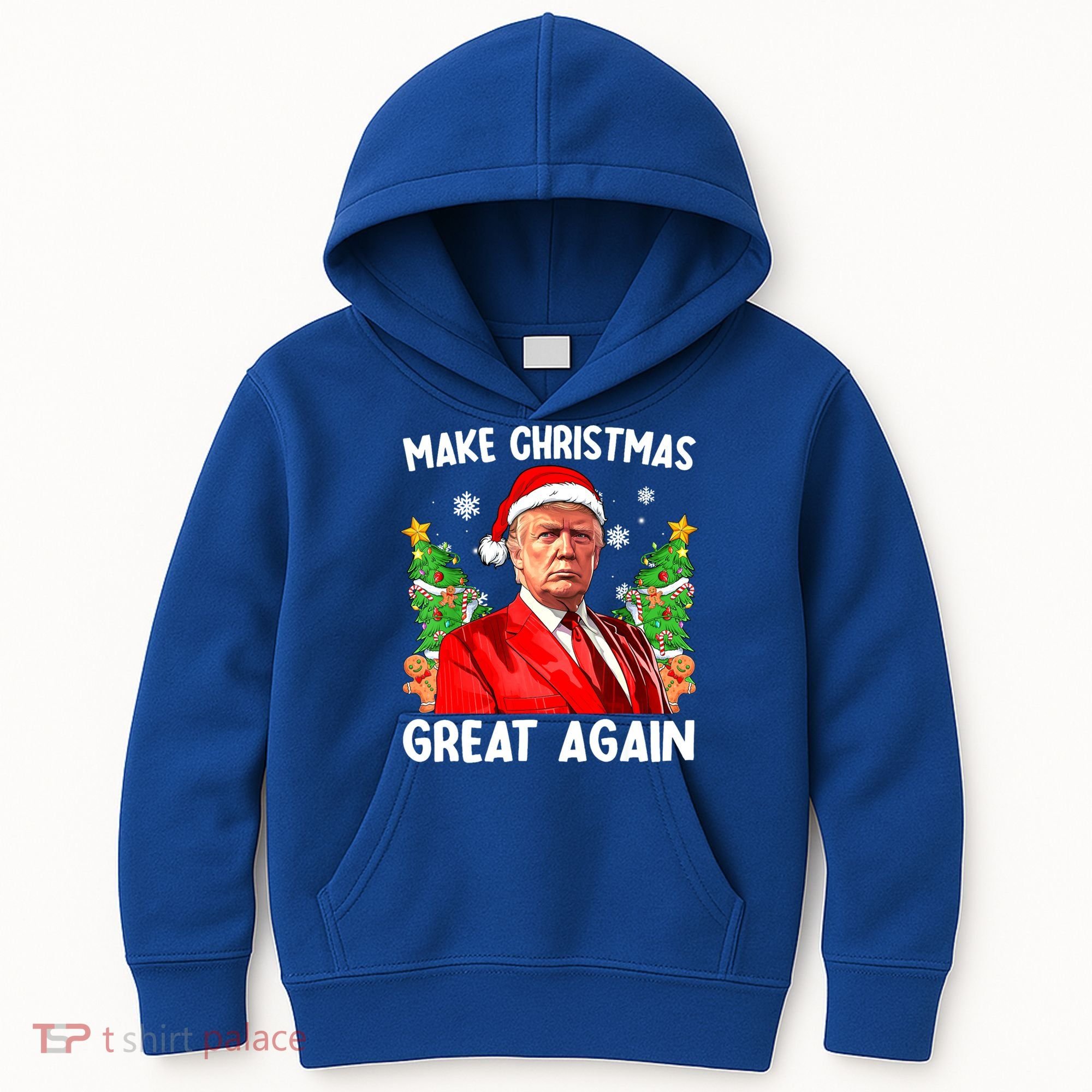 Make Christmas Great Again Funny Santa Trump 2024 Xmas Meaningful Gift Kids Hoodie
