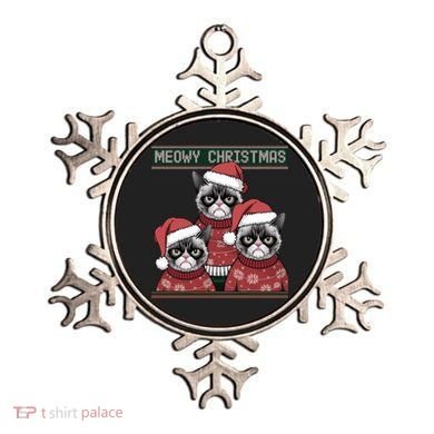 Meowy Christmas Grumpy Annoyed Cat Ugly Design Gift Ornament