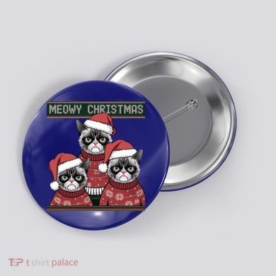 Meowy Christmas Grumpy Annoyed Cat Ugly Design Gift Button