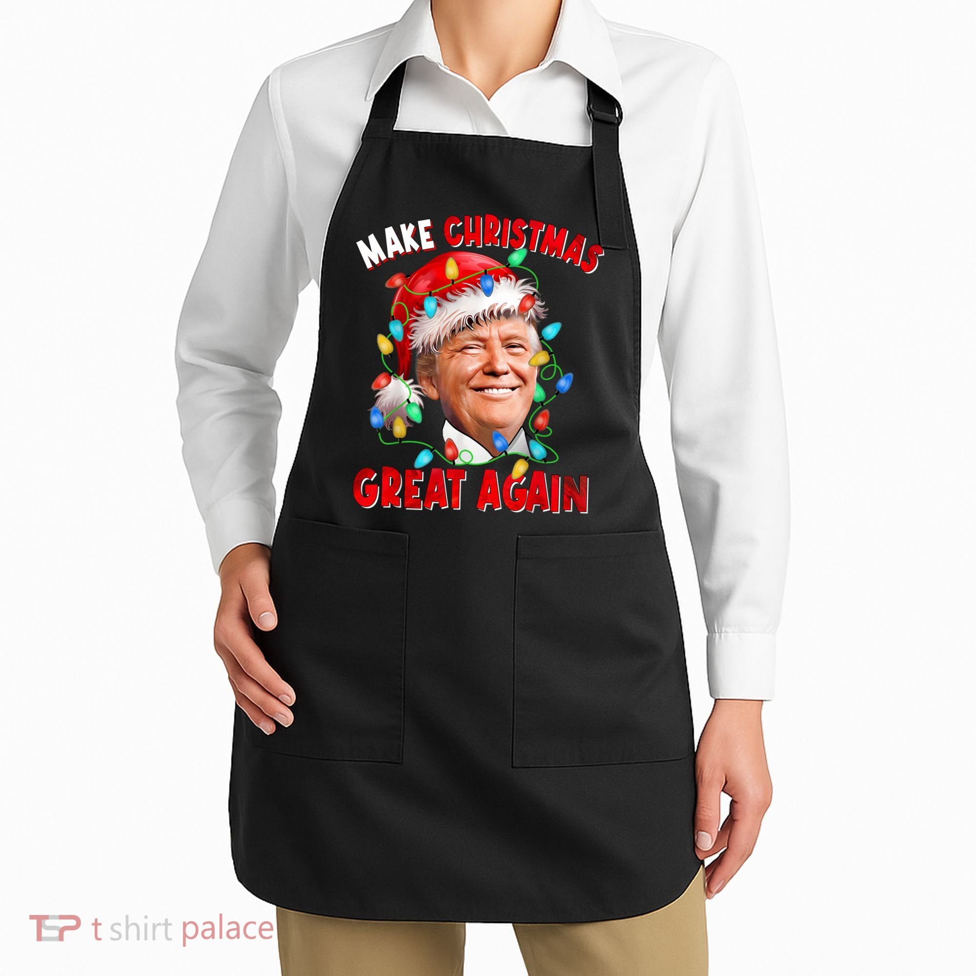 Make Christmas Great Again Funny Donald Trump Xmas Lights Apron