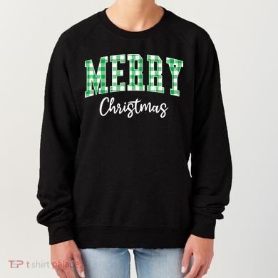 Merry Christmas Green Classic Checkered Women's Sweatshirt