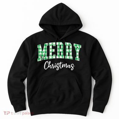 Merry Christmas Green Classic Checkered Hoodie