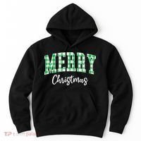 Merry Christmas Green Classic Checkered Hoodie thumb 0