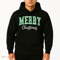 Merry Christmas Green Classic Checkered Hoodie thumb 2