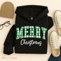Merry Christmas Green Classic Checkered Hoodie thumb 4