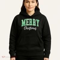 Merry Christmas Green Classic Checkered Hoodie thumb 5
