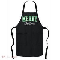 Merry Christmas Green Classic Checkered Apron thumb 0