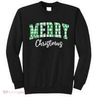 Merry Christmas Green Classic Checkered Sweatshirt thumb 0