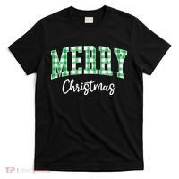 Merry Christmas Green Classic Checkered T-Shirt thumb 0