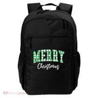 Merry Christmas Green Classic Checkered Backpack thumb 0