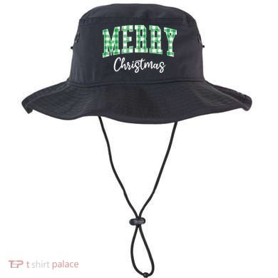 Merry Christmas Green Classic Checkered Bucket Hat