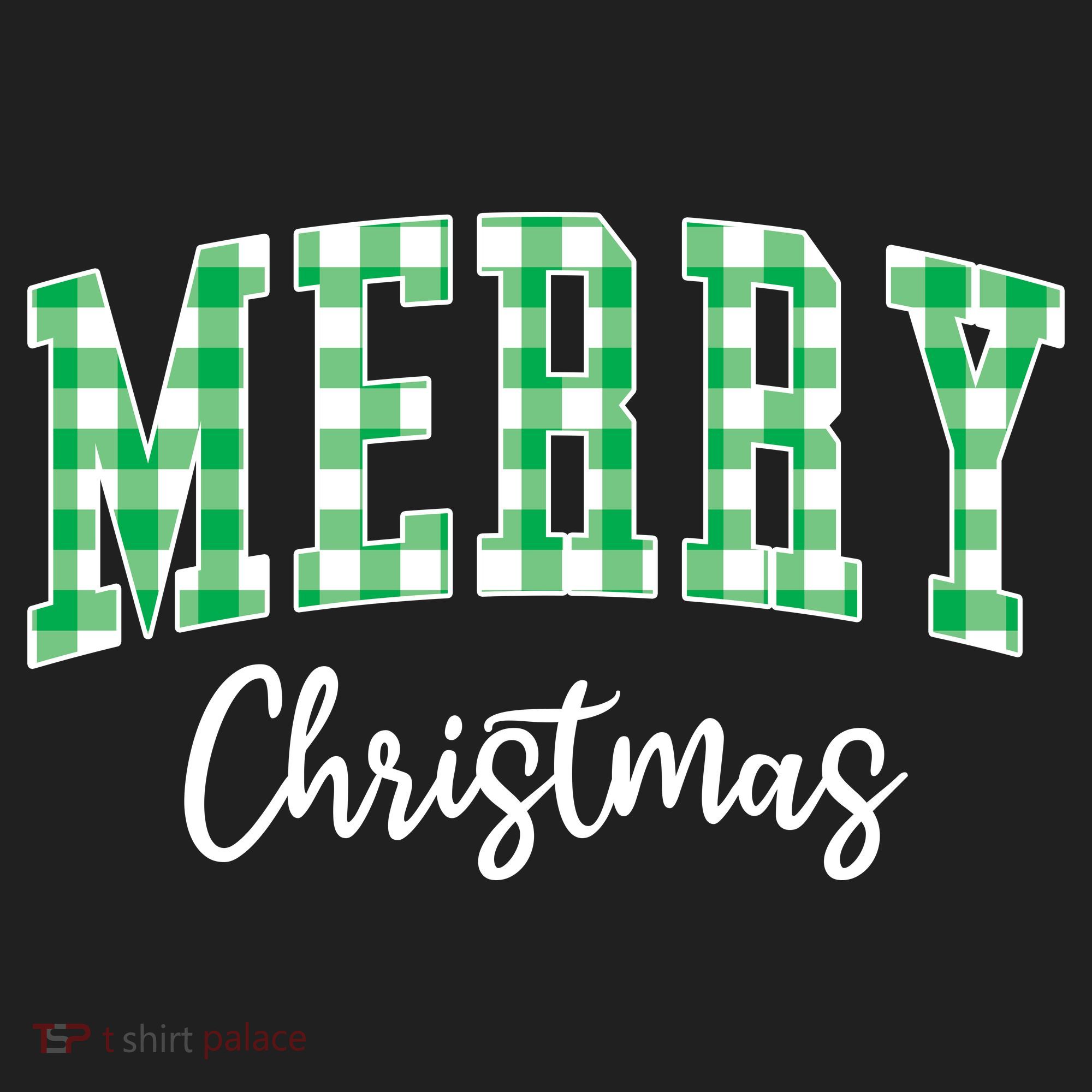 Merry Christmas Green Classic Checkered Beanie