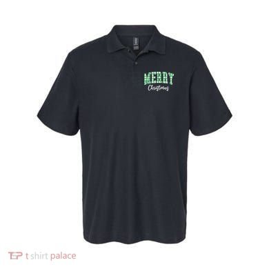 Merry Christmas Green Classic Checkered Polo