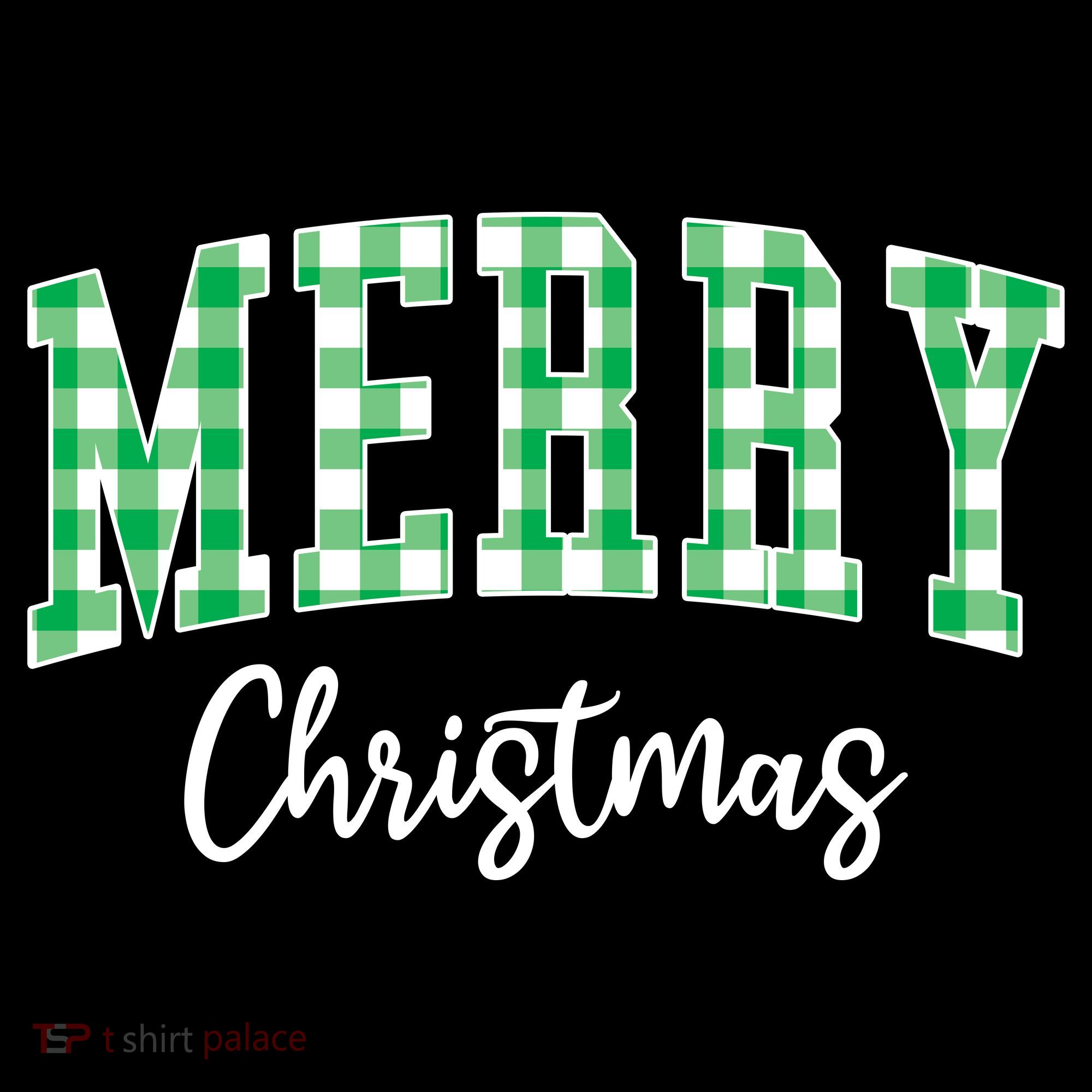 Merry Christmas Green Classic Checkered Women's Hoodie