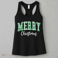 Merry Christmas Green Classic Checkered Women's Tank Top thumb 3