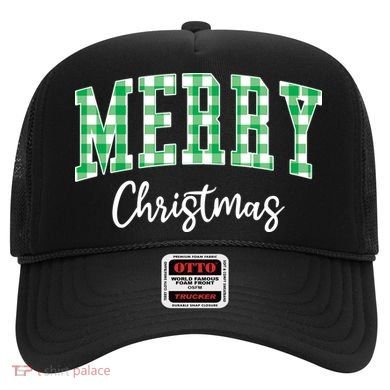 Merry Christmas Green Classic Checkered Hat