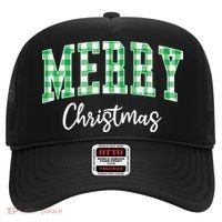 Merry Christmas Green Classic Checkered Hat thumb 0