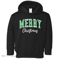 Merry Christmas Green Classic Checkered Toddler Hoodie thumb 0