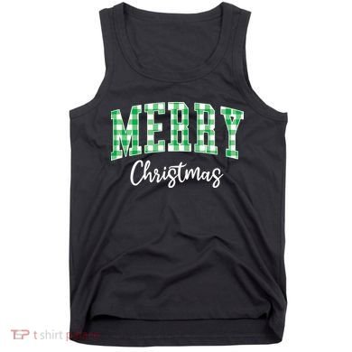 Merry Christmas Green Classic Checkered Tank Top