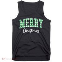 Merry Christmas Green Classic Checkered Tank Top thumb 0