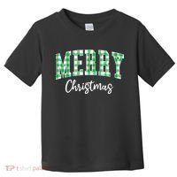 Merry Christmas Green Classic Checkered Toddler T-Shirt thumb 0