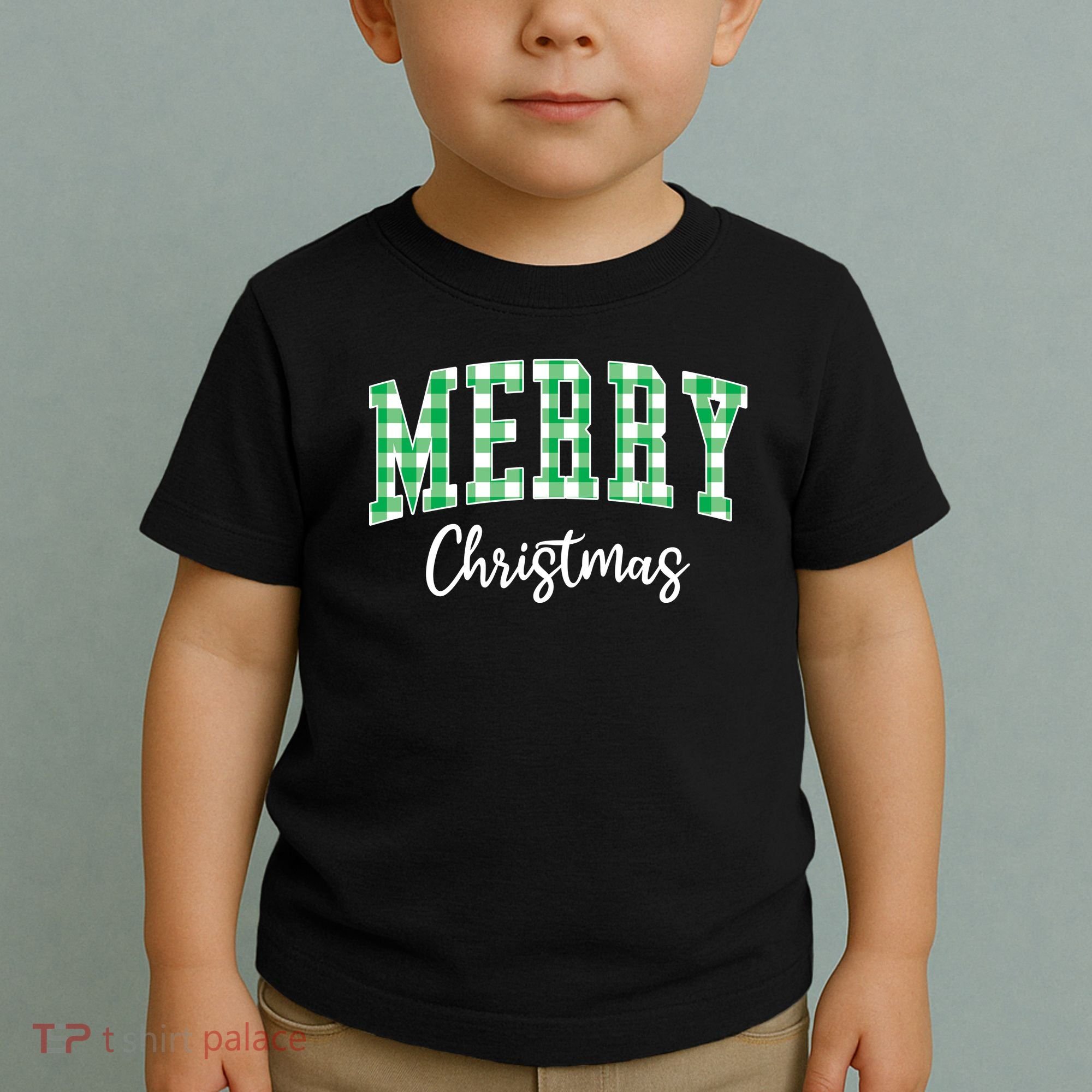 Merry Christmas Green Classic Checkered Toddler T-Shirt