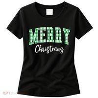 Merry Christmas Green Classic Checkered Women's T-Shirt thumb 0