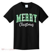 Merry Christmas Green Classic Checkered Kids T-Shirt thumb 0