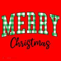 Merry Christmas Green Classic Checkered Santa Hat thumb 1