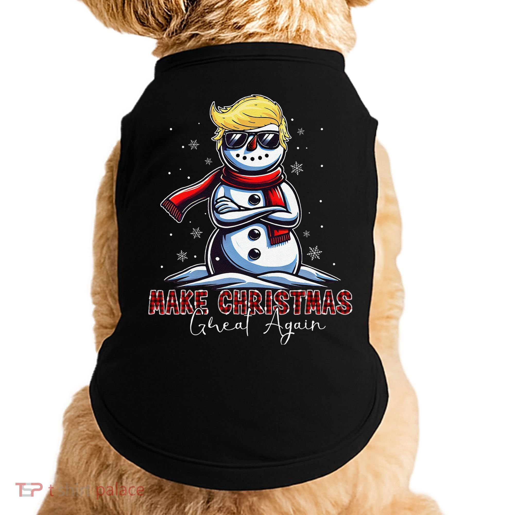Make Christmas Great Again Snowman Trump Holiday Doggie Tank
