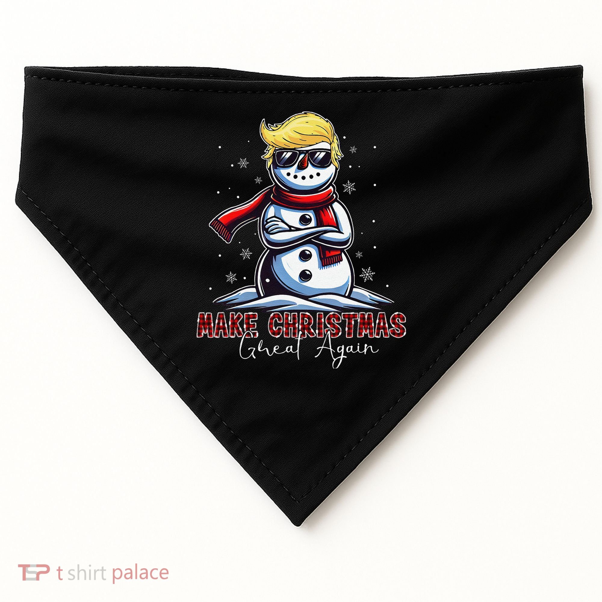 Make Christmas Great Again Snowman Trump Holiday USA-Made Doggie Bandana