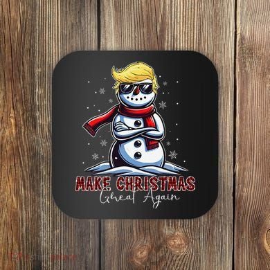 Make Christmas Great Again Snowman Trump Holiday Coaster
