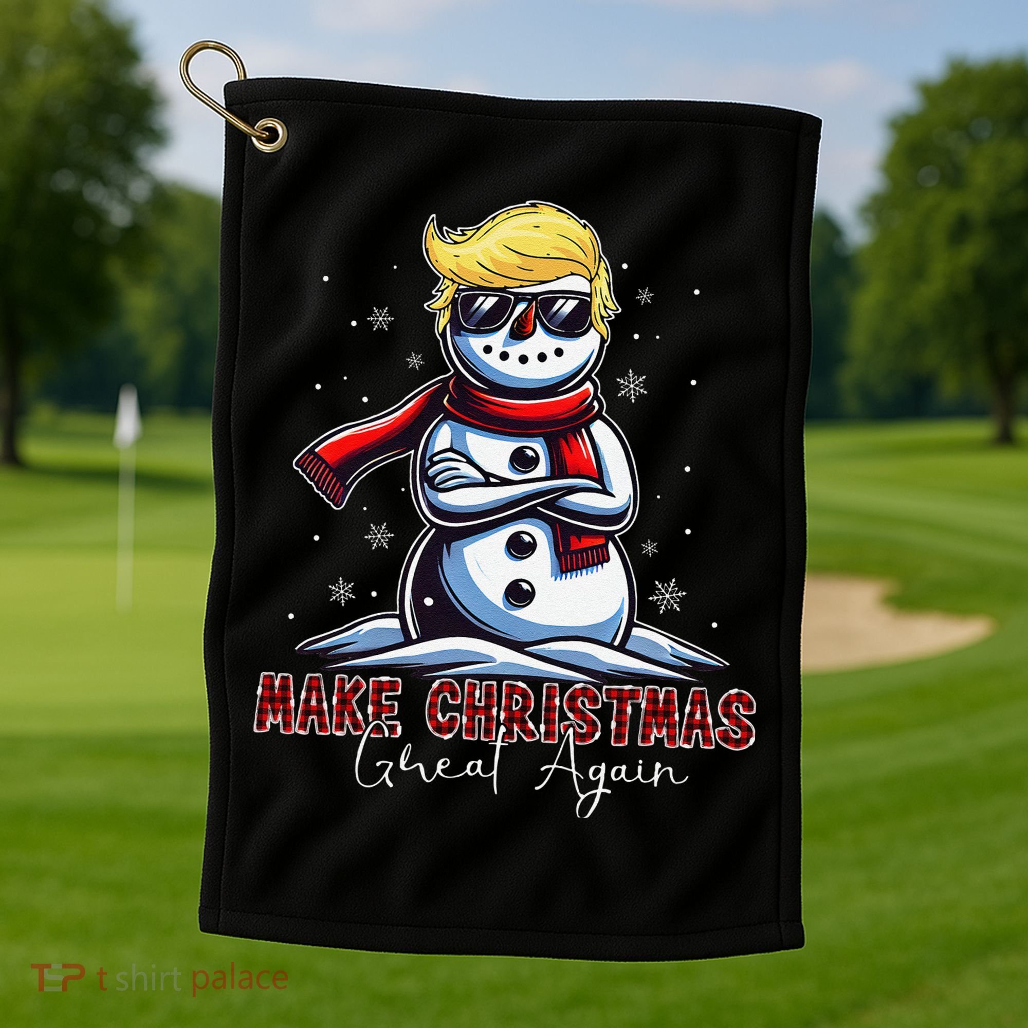 Make Christmas Great Again Snowman Trump Holiday Golf Towel
