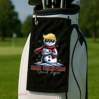 Make Christmas Great Again Snowman Trump Holiday Golf Towel thumb 2