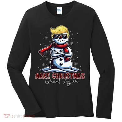 Make Christmas Great Again Snowman Trump Holiday Women's Long Sleeve Shirt