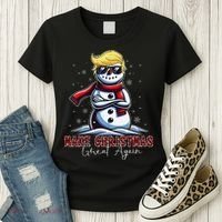 Make Christmas Great Again Snowman Trump Holiday Women's T-Shirt thumb 3