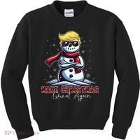 Make Christmas Great Again Snowman Trump Holiday Kids Sweatshirt thumb 0