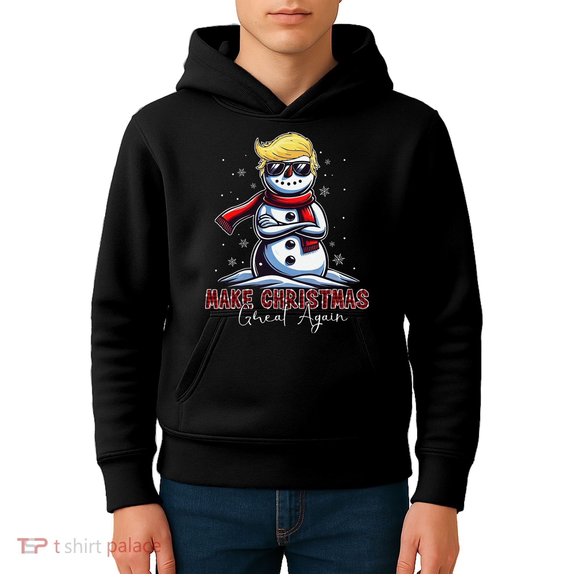 Make Christmas Great Again Snowman Trump Holiday Kids Hoodie